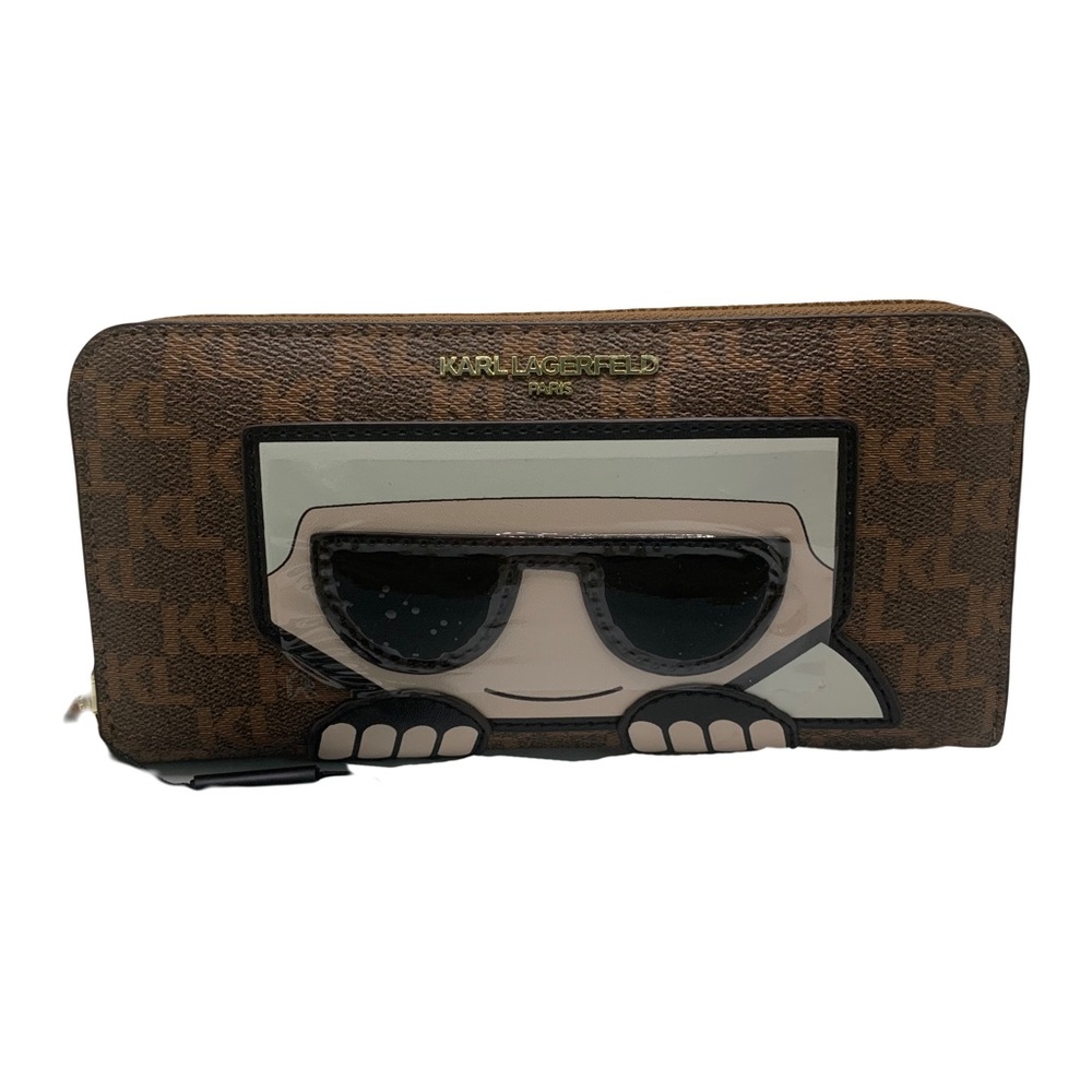 Karl Lagerfeld Paris Maybelle SLG Zip Brown Wallet - Picture 1 of 17